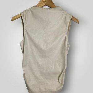 Topshop Faux Leather Tank Top Cream Sleeveless US 4
